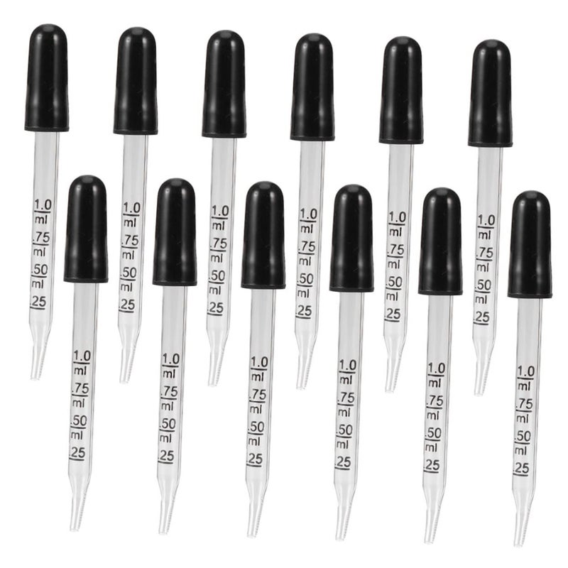 Cabilock 12 Pack Glass Graduated Pipette Dropper with Curved Head Dishwasher Safe - Image 1